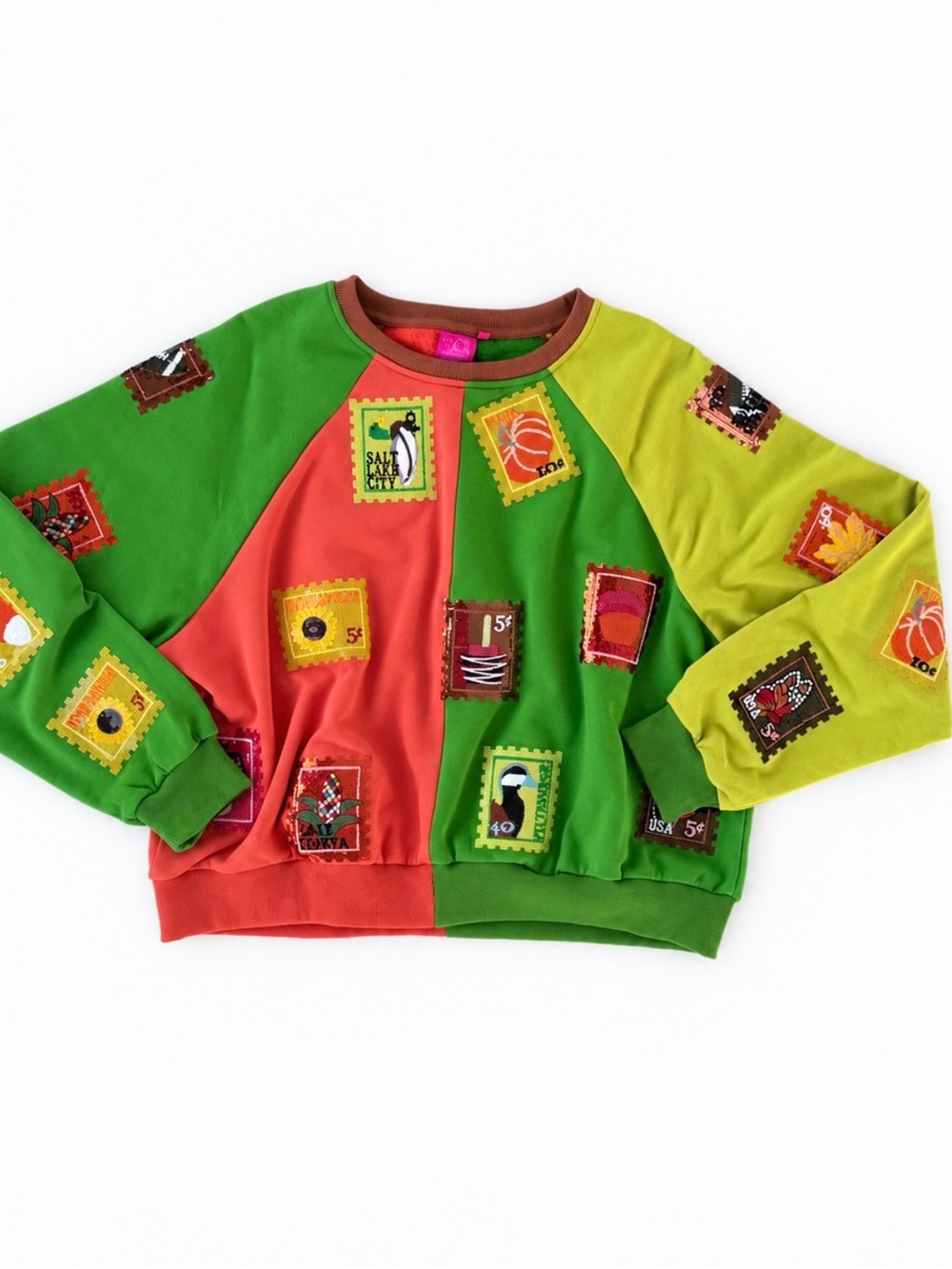 QOS Color Block Fall Stamp Sweatshirt - Picture 5 of 7